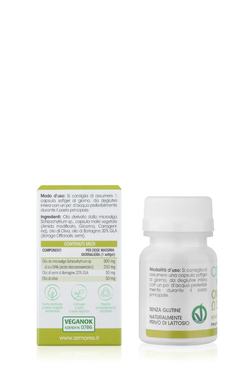 Armores Natura Omega 3-6-9 Integratore 30 Capsule Vegetali Softgel Acidi Grassi Essenziali