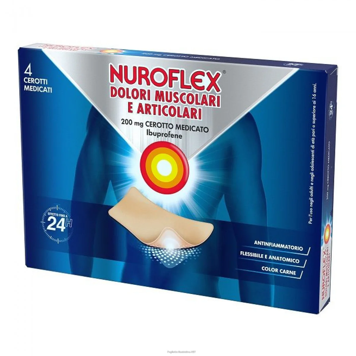 Nuroflex Dolori Muscolari e Articolari 200 mg Ibuprofene 4 Cerotti Dolori Muscolari e Articolari
