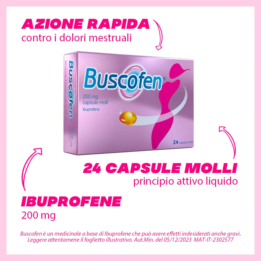 Buscofen 200 mg 24 Capsule Molli Ibuprofene Analgesico