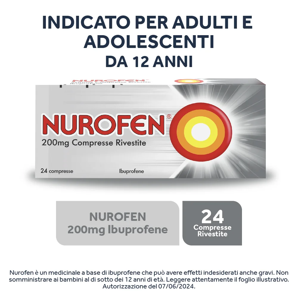 Nurofen 200 mg Ibuprofene Antidolorifico 24 Compresse Rivestite Antinfiammatorio