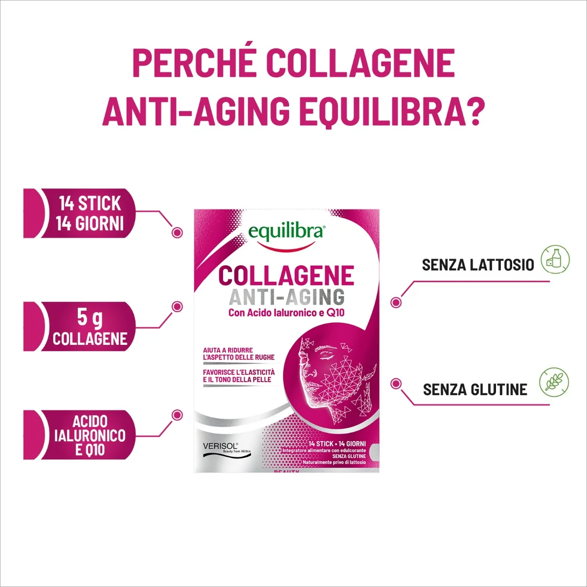 Collagene Antiaging 14 Stick Integratore per Pelle, Capelli e Unghie