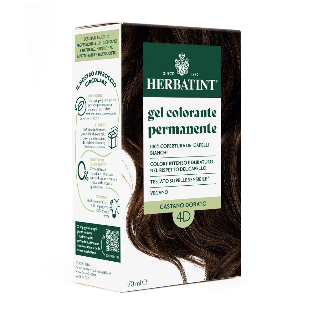 Herbatint Gel Colorante Permanente 4D Castano Dorato 170 Ml Colore Intenso e Duraturo