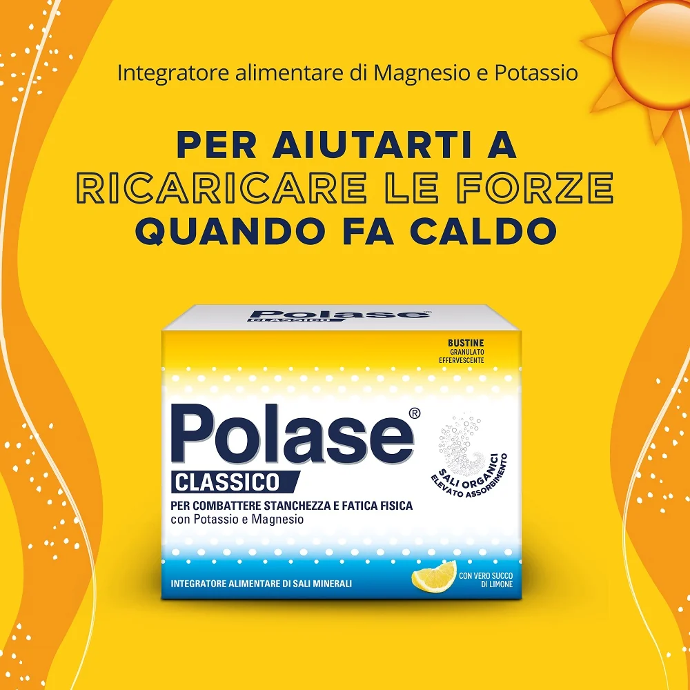 Polase Classico Gusto Limone 24 Bustine Effervescenti Combattere Stanchezza e Fatica