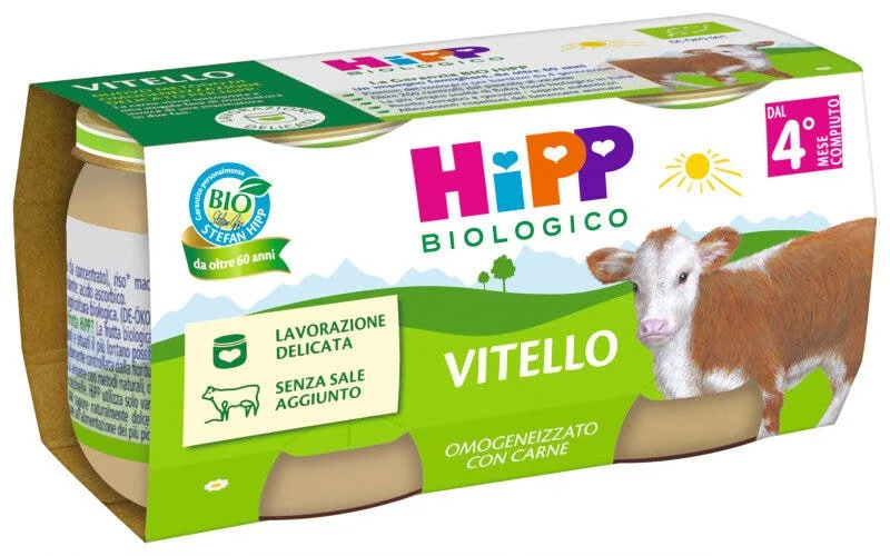 HiPP Bio Omogeneizzato Vitello, 2 x 80 g Alimento per L’infanzia