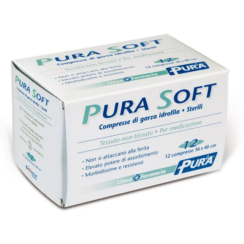 Garza Pura Soft 36X40 cm 12 Pezzi per medicazioni di ferite e ustioni