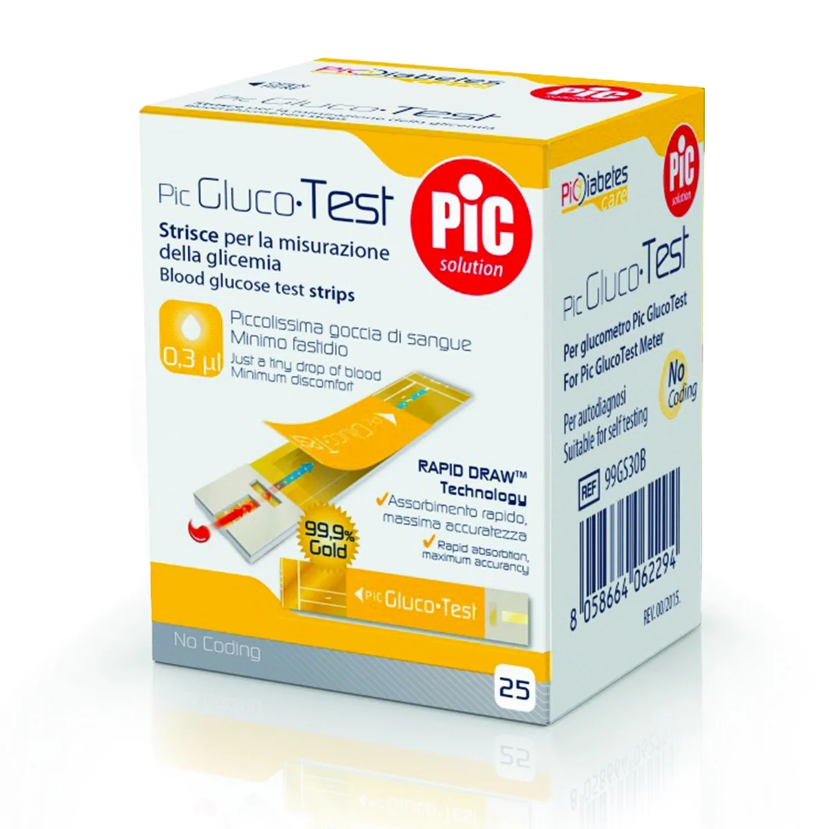 Pic Glucotest 25 Strisce Strisce Reattive Misurazione Glicemia