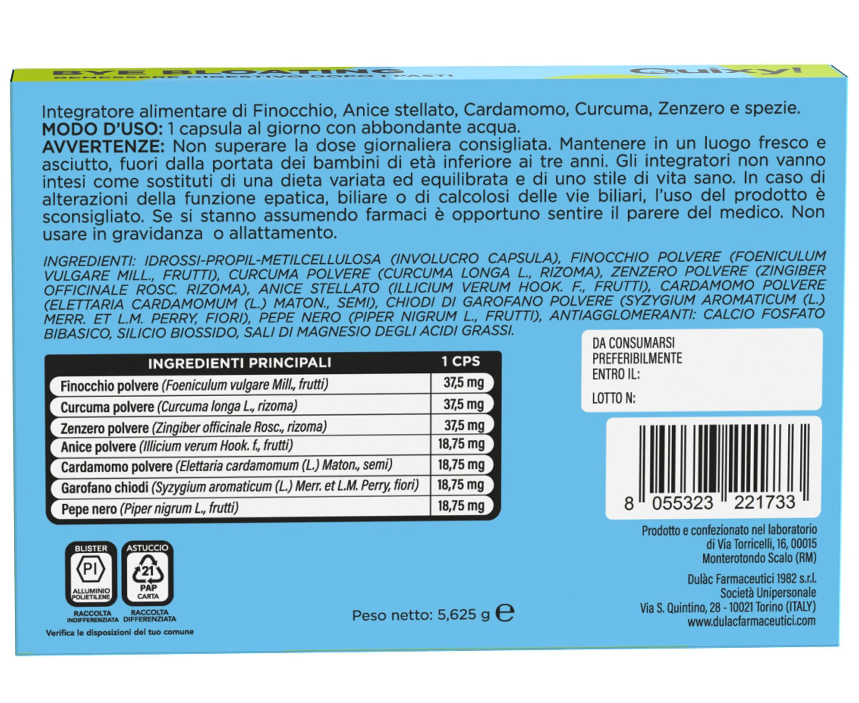 Ec Quixy Bye Bloating 15Cps Gonfiore Addominale