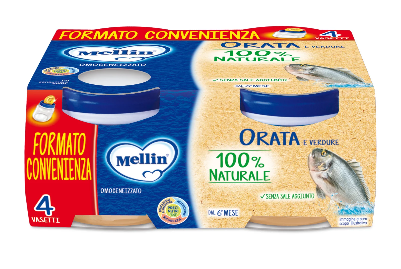 Mellin Omogenizzato Orata 4x80 g Svezzamento
