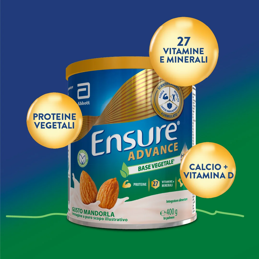 Ensure Advance Base Vegetale 400 g Gusto Mandorla Integratore Alimentare Con Proteine Vegetali