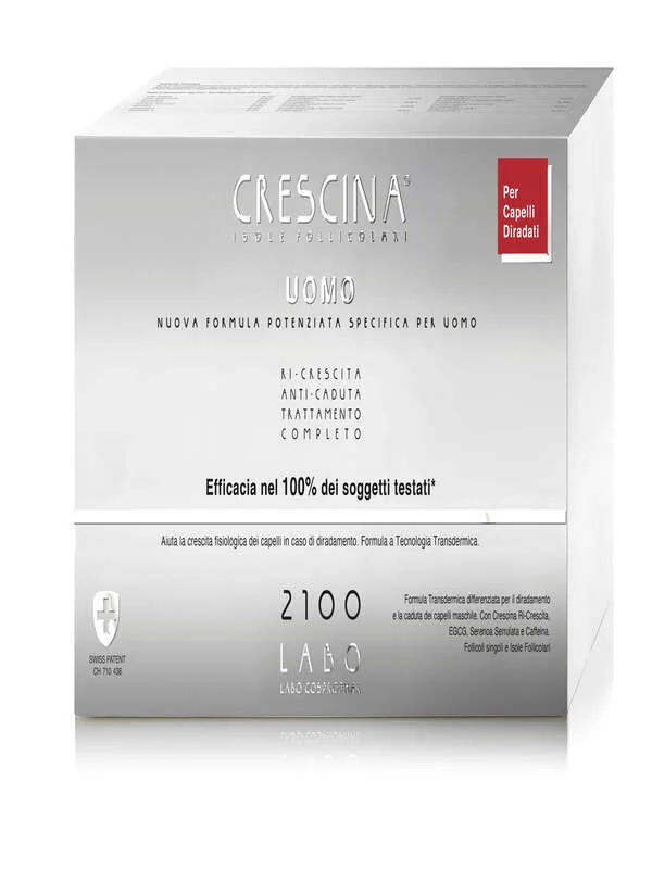 Crescina Isole Follicolari Trattamento Completo Uomo 2100 Fsp 20+20 Fiale Da 3,5 Ml Rinforza i Capelli
