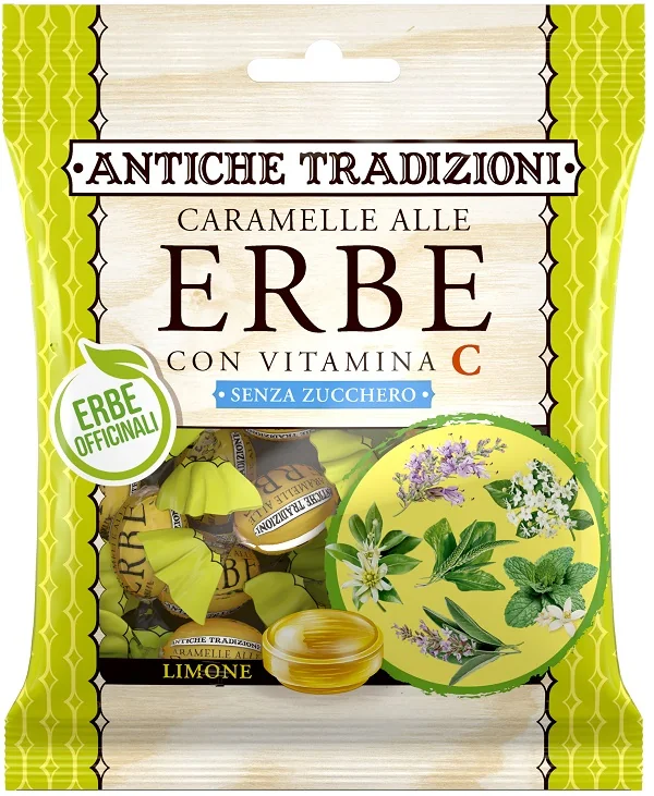 Antiche Tradizioni Caramella Erbe Limone e Vitamina C 60 g Benessere delle Vie Respiratorie