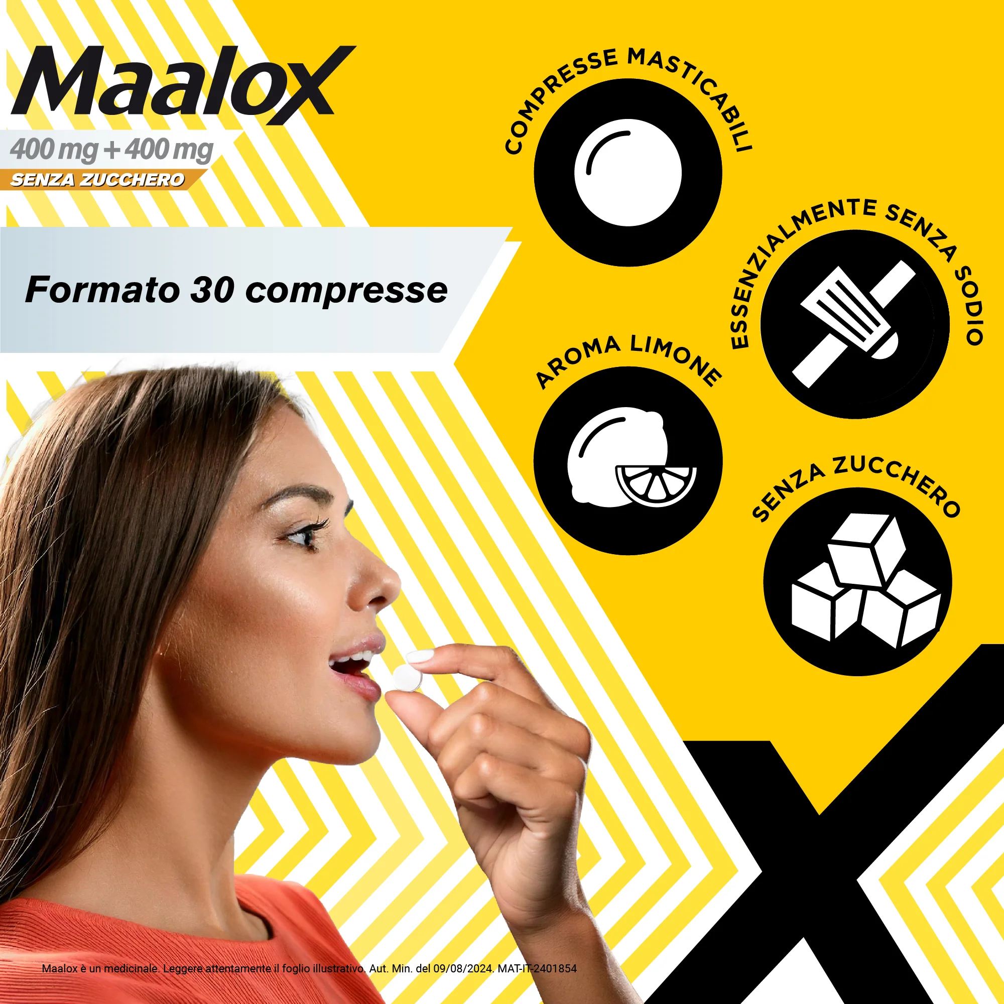 Maalox Senza Zucchero Aroma Limone 30 Compresse Masticabili Antiacido