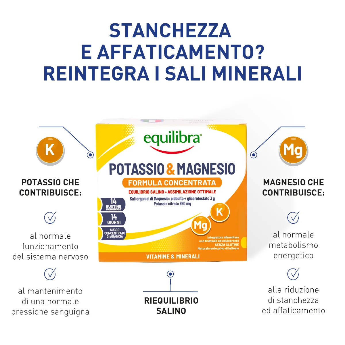 Equilibra Potassio&Magnesio 14 Bustine Sali Minerali