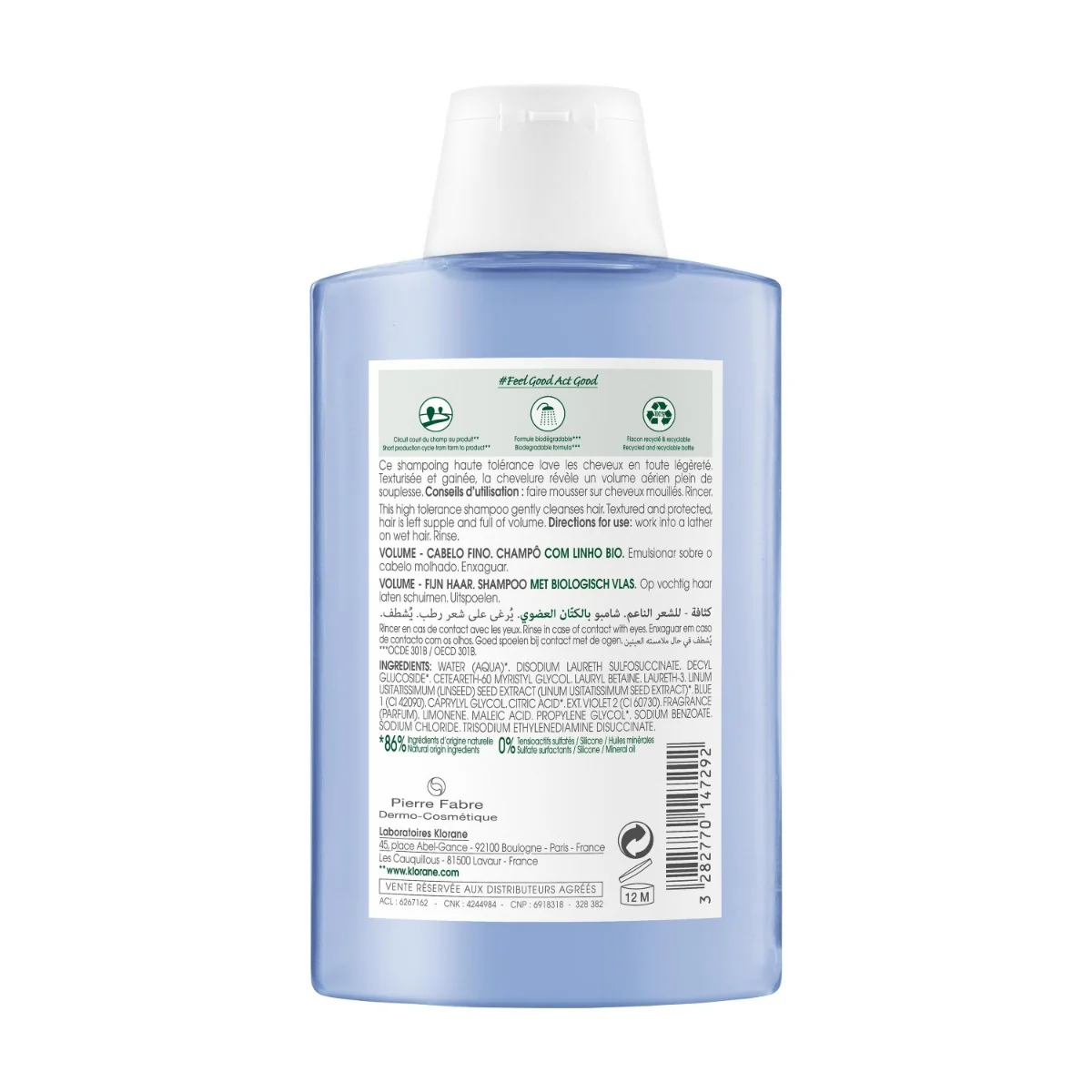 Klorane Shampoo al Lino Volumizzante 200 ml Capelli Sottili