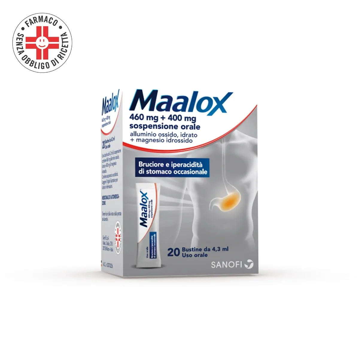Maalox Soluzione Orale 20 Bustine 460 mg+400 mg