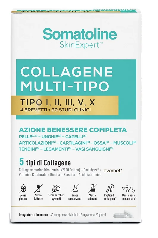 Somatoline Collagene Multi Tipo 40 Compresse 5 Tipi di Collagene