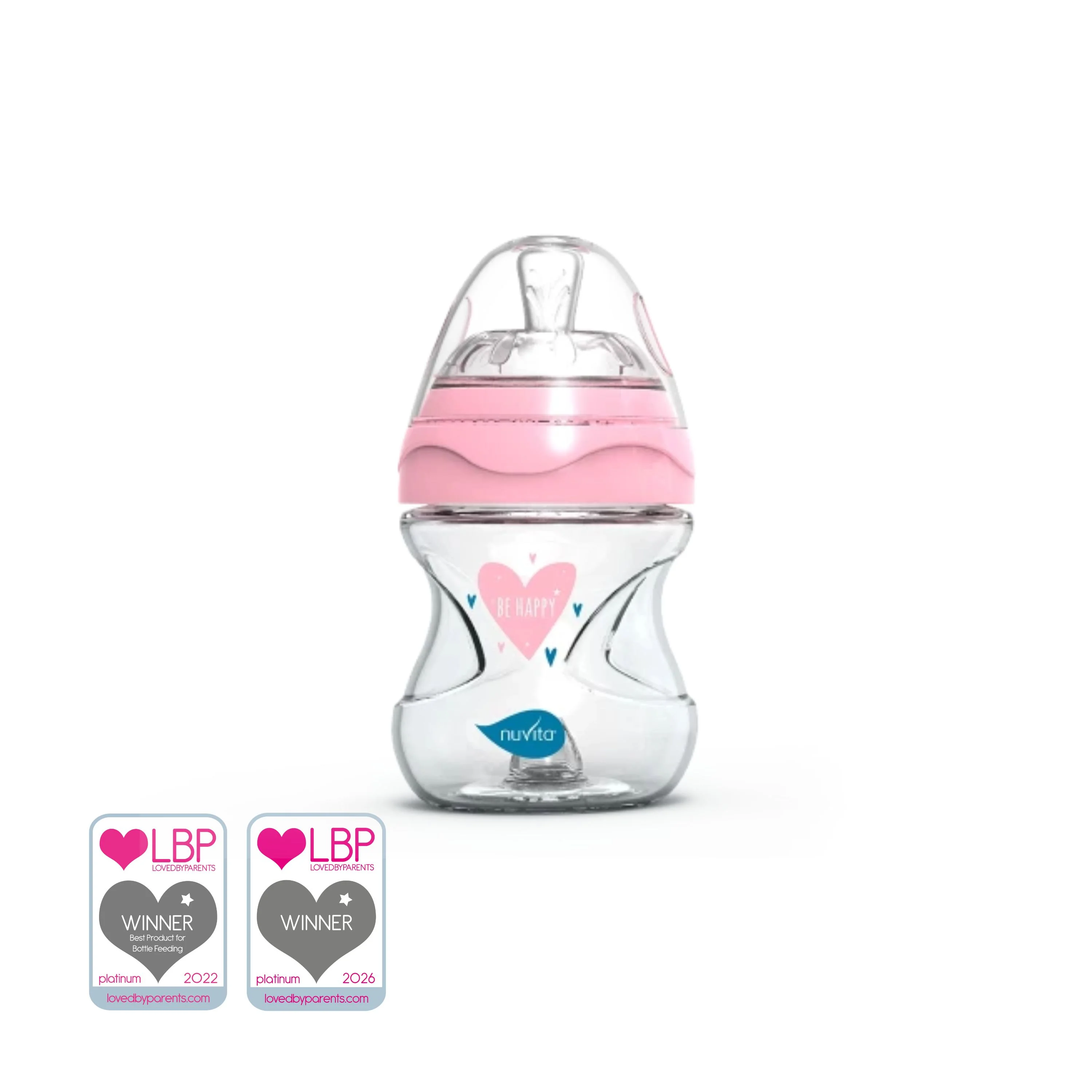 Nuvita Collection Glass Biberon Vetro Rosa 140 ml Con Valvola Riduci Coliche