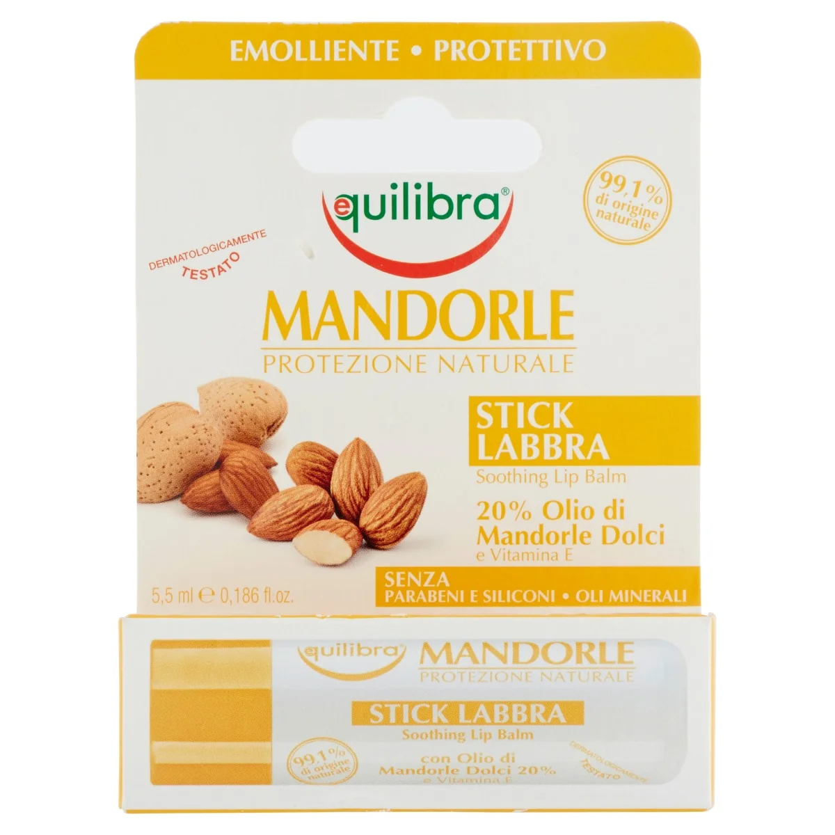 Equilibra Stick Labbra Mandorle 5,5 Ml Contro le Labbra Secche