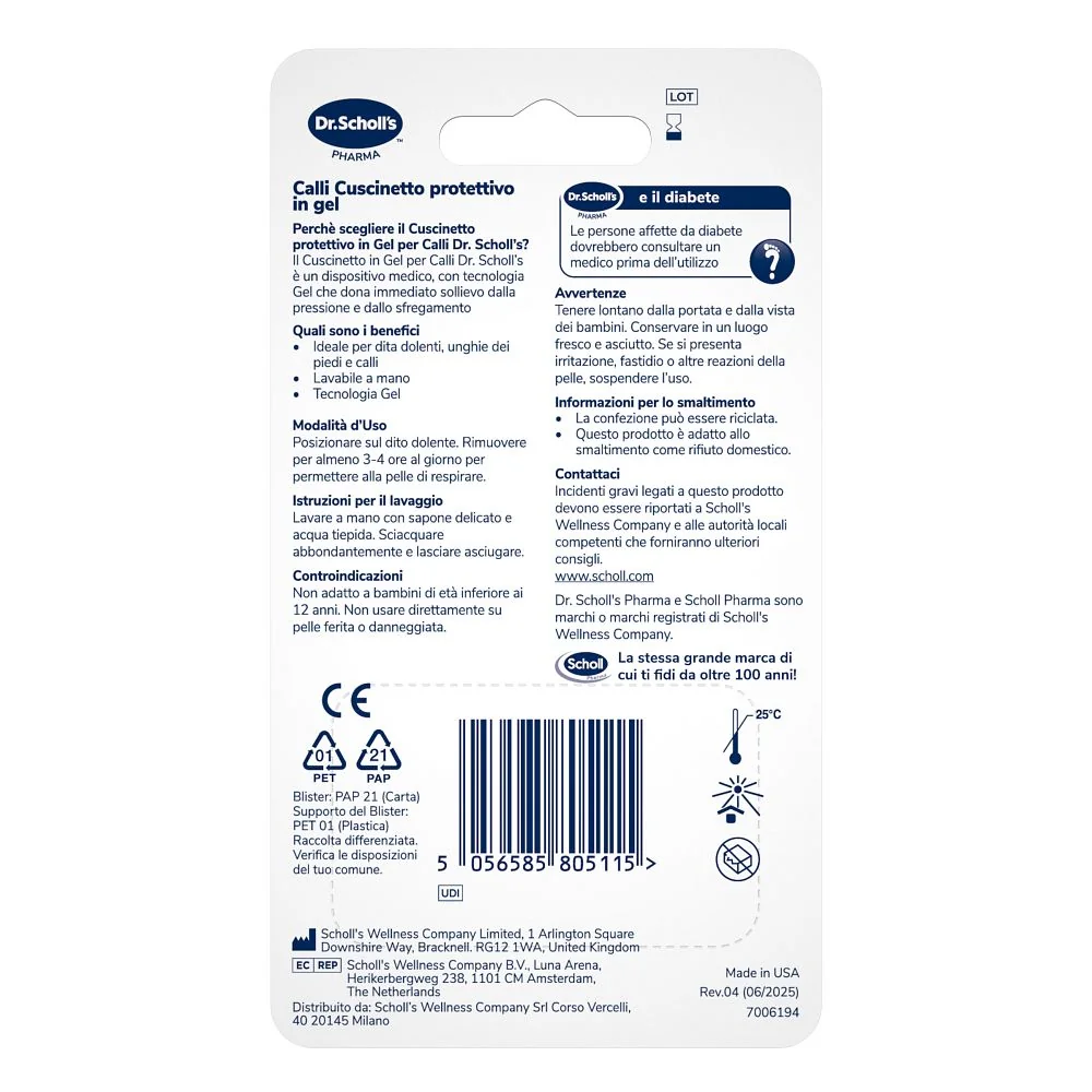 Scholl Gelactiv Cusc Calli 2 Pezzi Cuscinetti per Calli