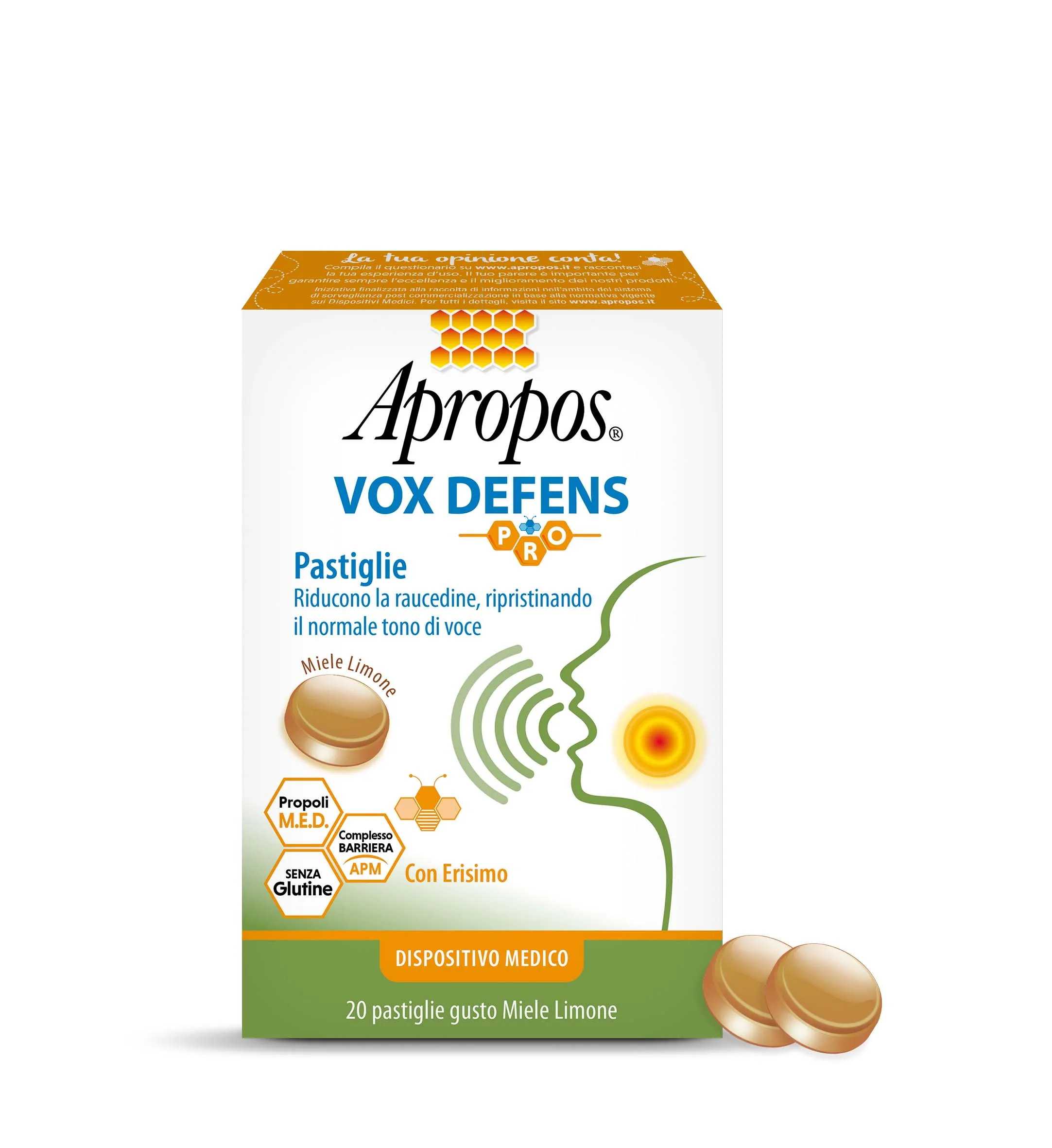 Apropos Vox Defens Pro Miele Limone 20 Pastiglie Riduzione Raucedine