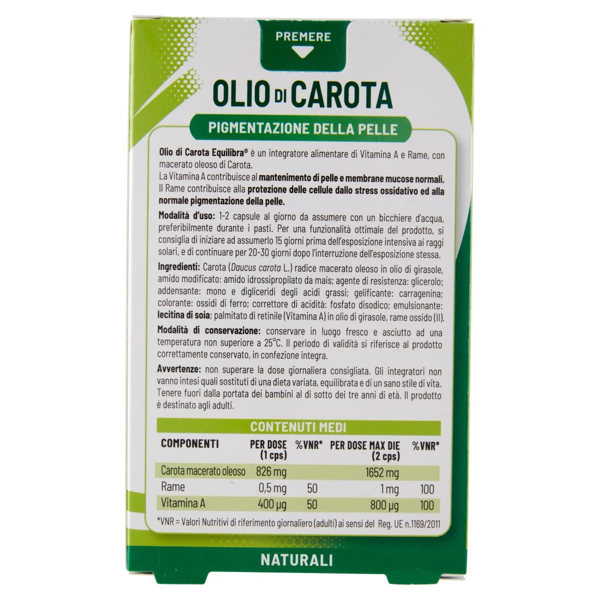 Equilibra Olio Di Carota 32 Compresse Vegetali Bellezza della Pelle