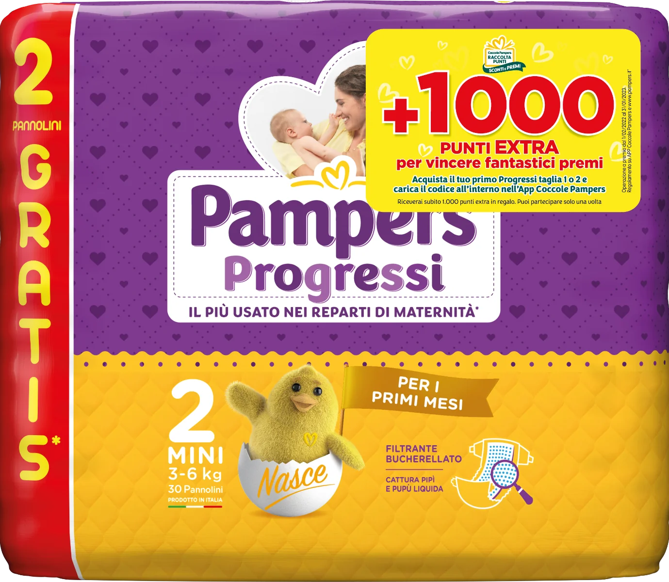 Pampers Progressi Mini Pannolino 30 Pezzi Taglia 2 (3-6 kg)