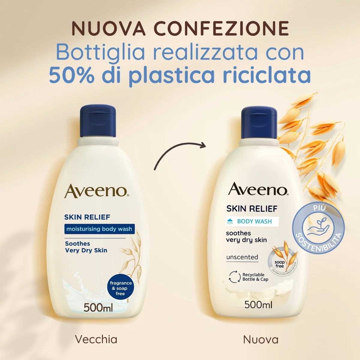 Aveeno Skin Relief Wash Bagno Doccia Lenitivo 500 Ml Formula Vegana