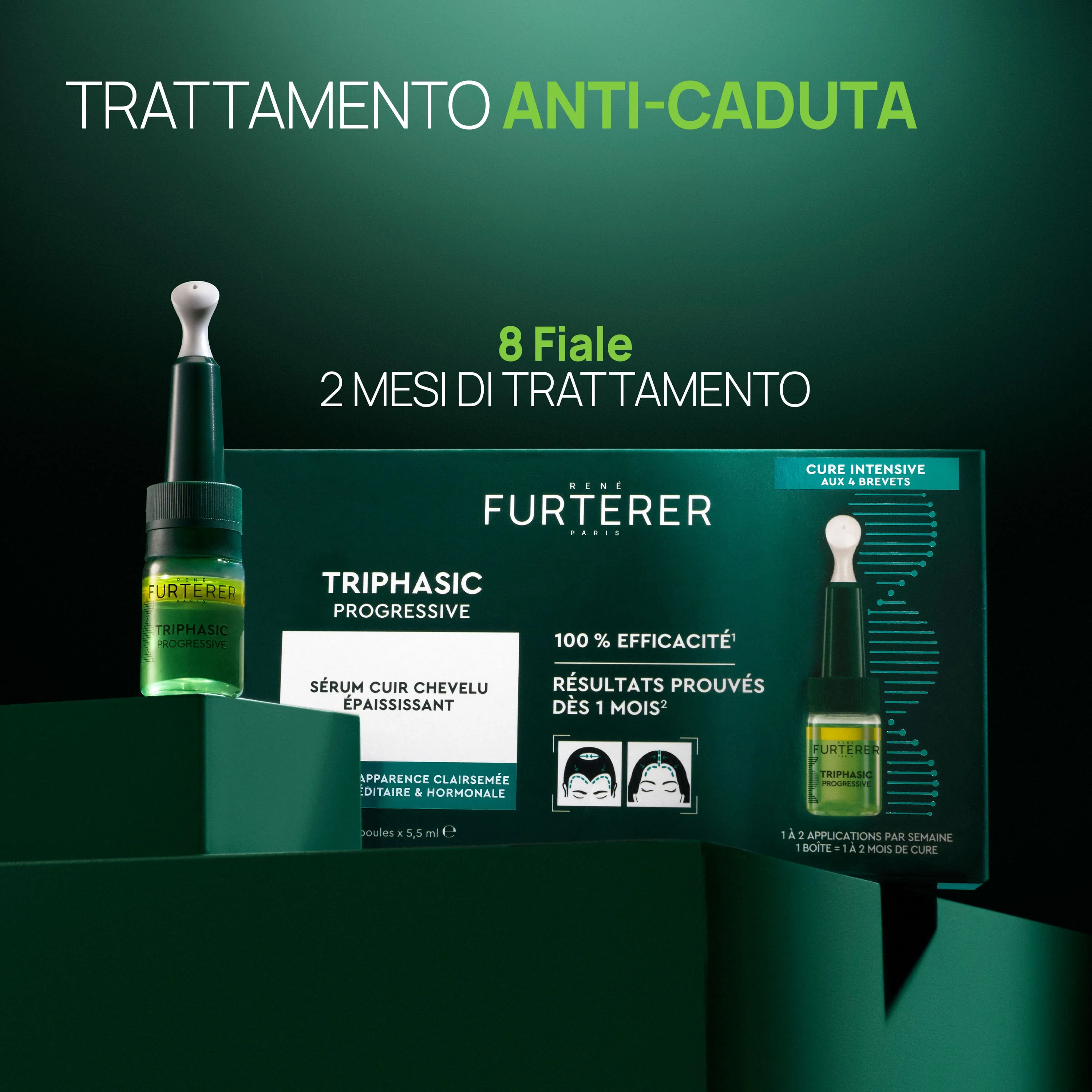 Triphasic Progressive Gentech 8 Fiale Da 5,5 Ml Trattamento Anticaduta Longevita' E Densita'