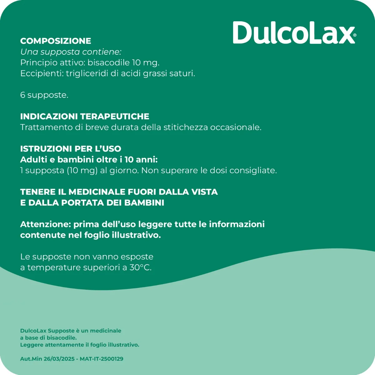 Dulcolax Supposte Adulti 10 mg 6 Supposte Lassative