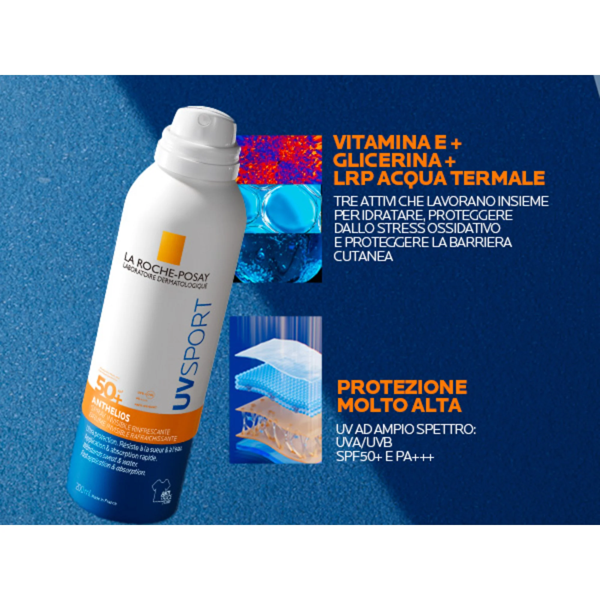 La Roche Posay Anthelios Uvsport Spray Spf50+ 200 Ml Spray solare invisibile Rinfrescante