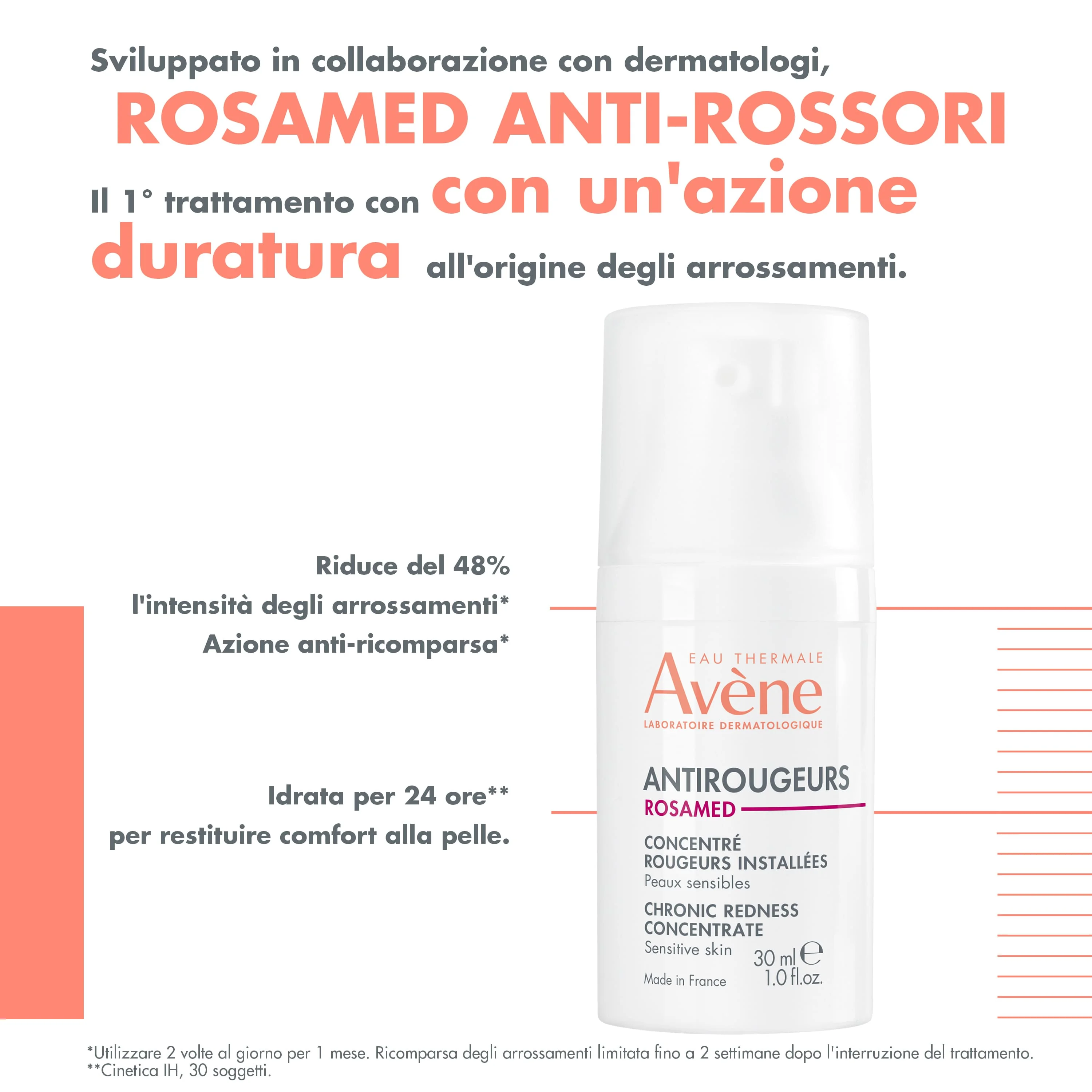 Eau Thermale Avène Antirougeurs Rosamed Concentrato Rossori Persistenti 30 ml Pelle Arrossata