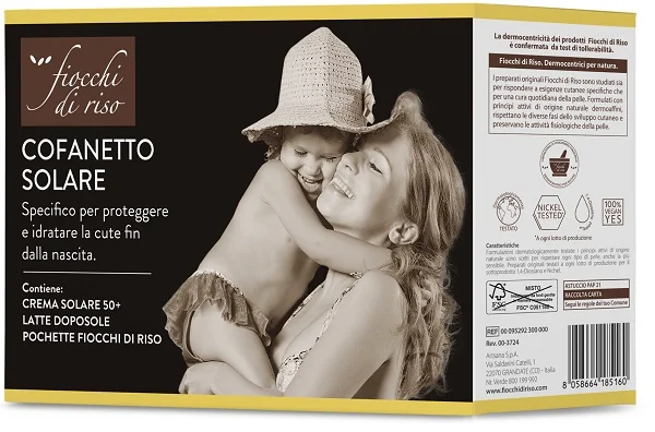 Fiocchi Di Riso Cofanetto Solare Pochette con Crema Solare Spf50+ e Latte Doposole