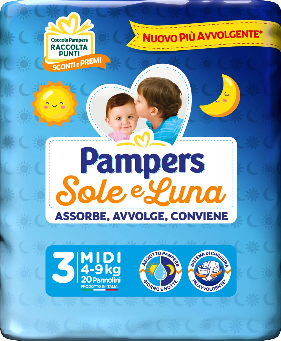 Pampers Sole&Luna Midi 20 Pezzi taglia 3 (4-9 kg)