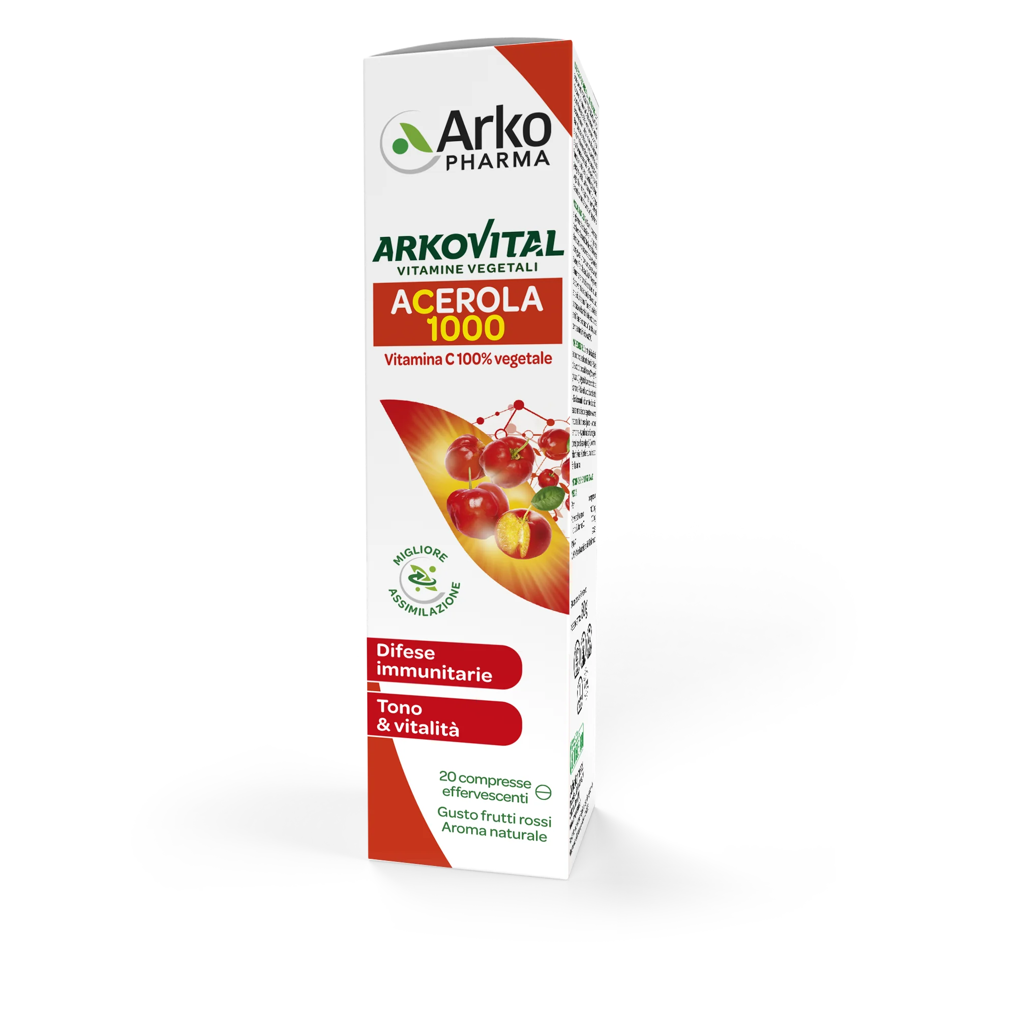 Arkopharma Arkovital Acerola 1000 20 Compresse Effervescenti Antiossidante e Stimolante Sistema Immunitario