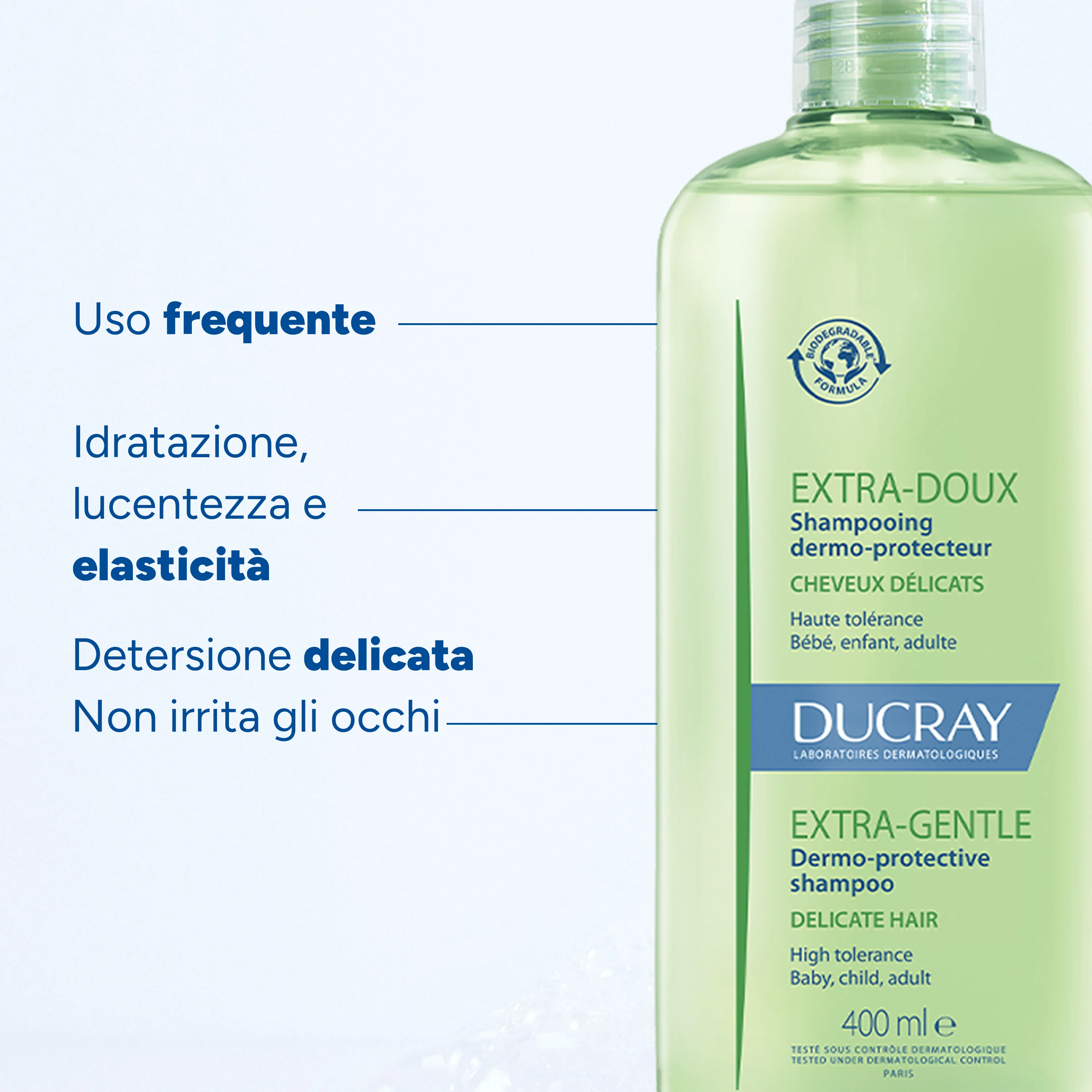 Ducray Extra Delicato Shampoo Dermoprotettivo 400 ml Pelle Sensibile