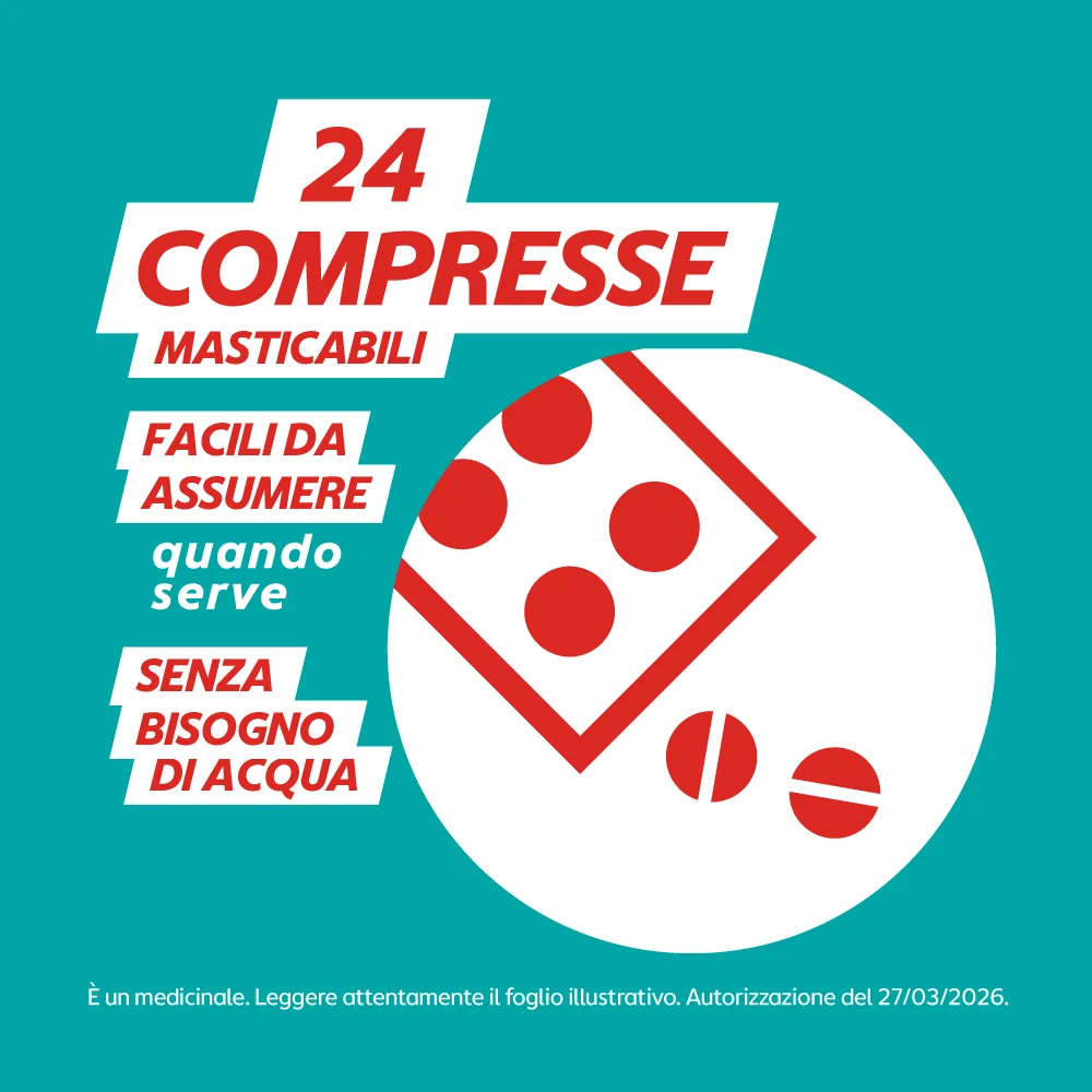 Gaviscon Compresse Masticabili Aroma Fragola 250 mg + 133,5 mg 24 Compresse Per Bruciore di Stomaco