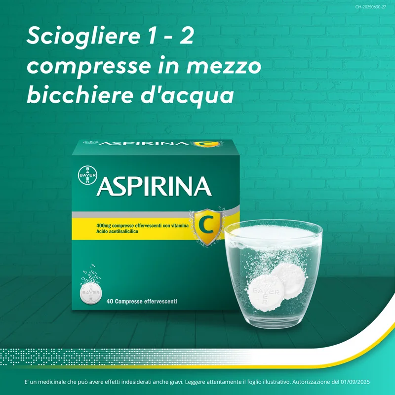 Aspirina C 40 Compresse  Effervescente Raffreddore Febbre e Influenza