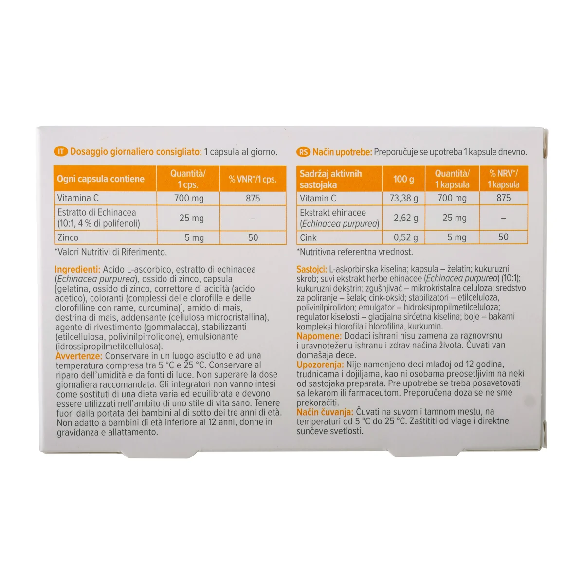 Dr. Max Vitamina C Imuno Akut 30 Capsule Con Vitamina C, Zinco ed Echinacea