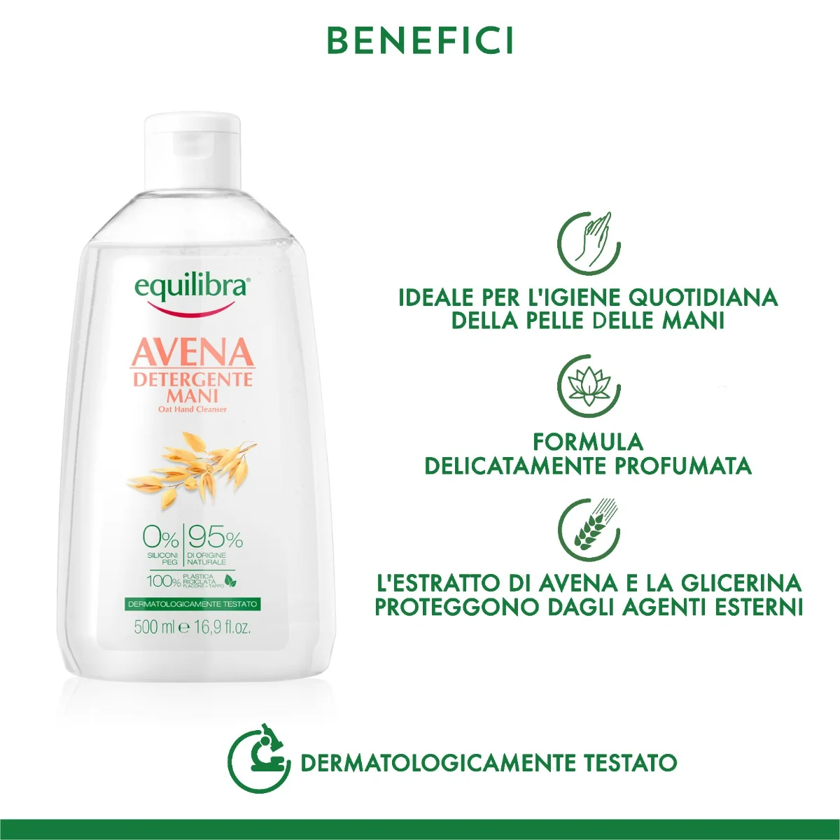 Equilibra Avena Detergente Mani 500Ml Dermatologicamente Testato
