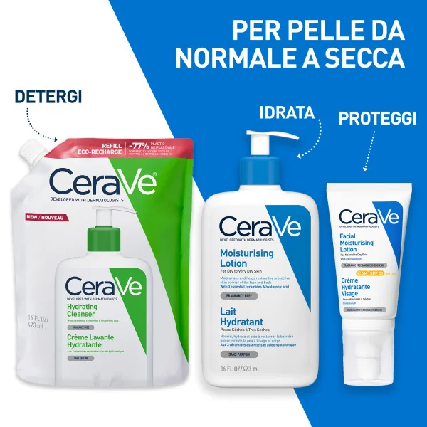 Cerave Refill Detergente Idratante 473 ml Ricarica Detergente Viso ad Uso Quotidiano