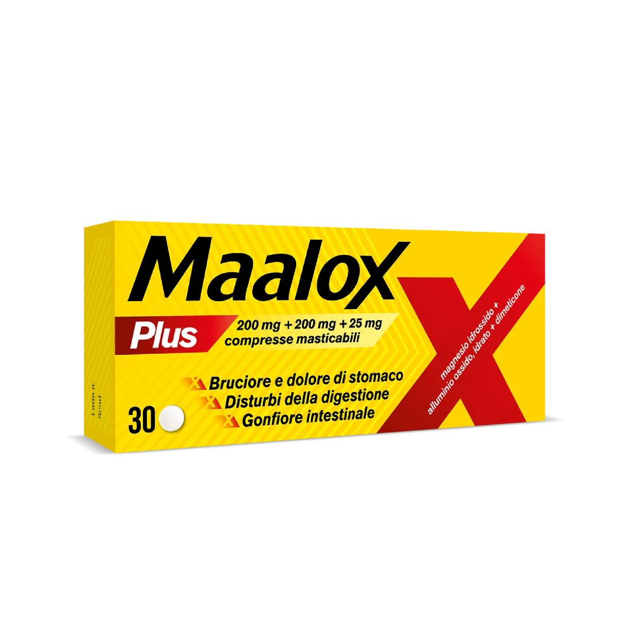 Maalox Plus 30 Compresse Masticabili Antiacido Antigonfiore