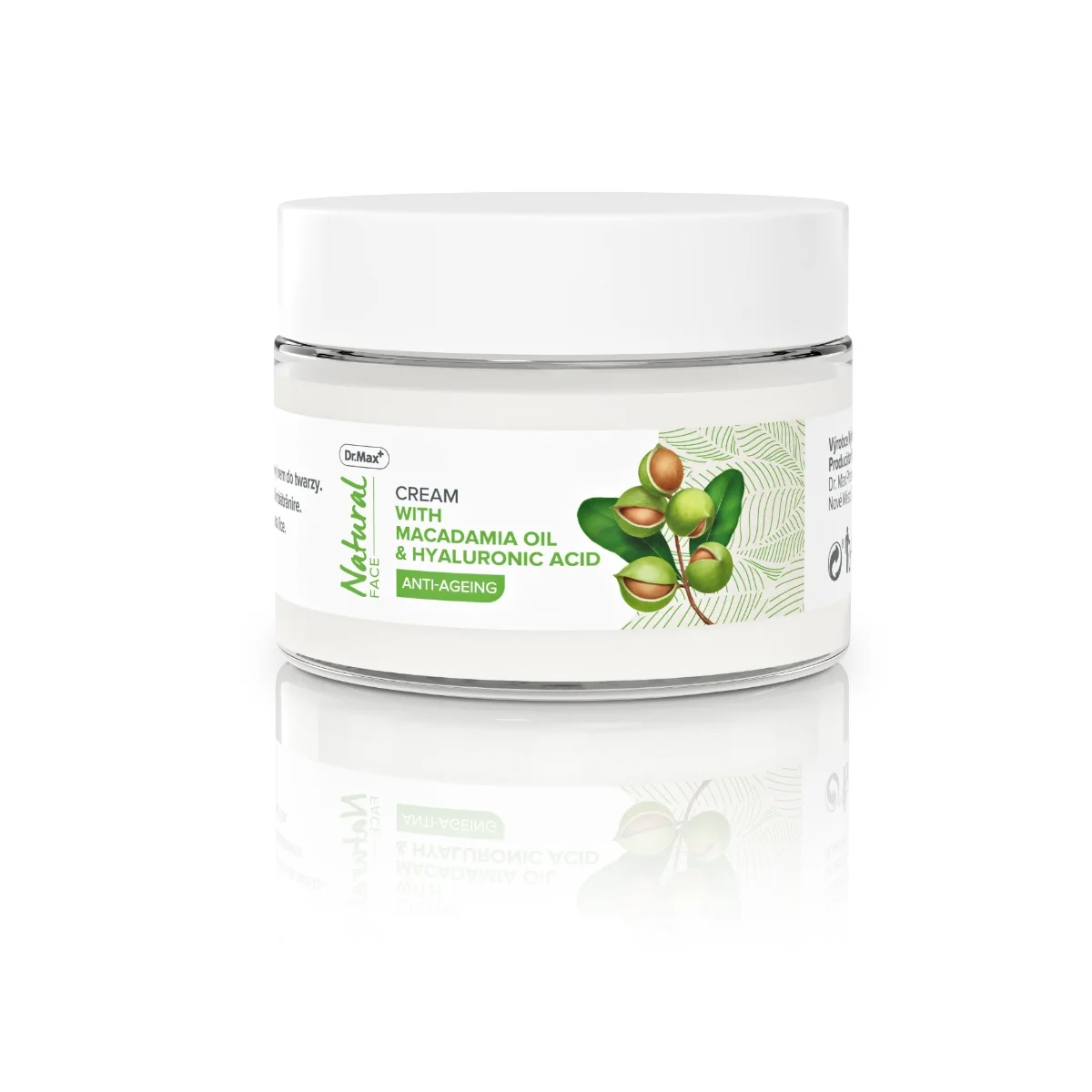 Natural Crema Viso Olio Di Macadamia E Acido Ialuronico 50Ml Anti-Age