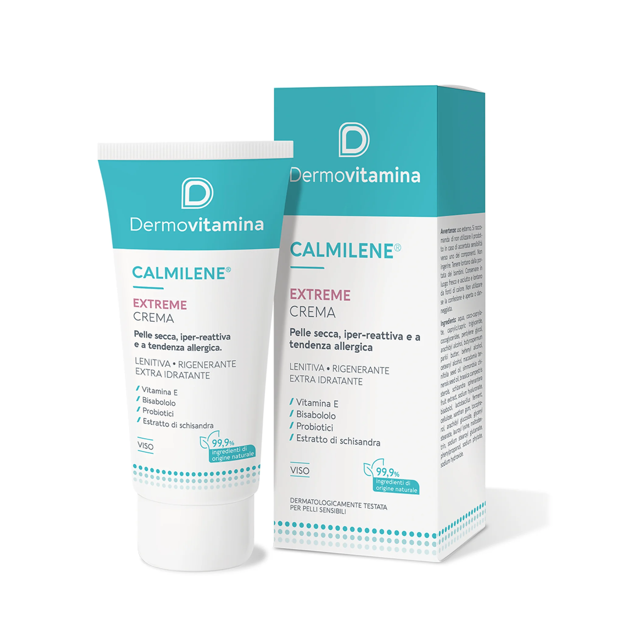Dermovitamina Calmilene Extreme Crema Viso Idratante Lenitiva 50 ml Per Pelli Secche, Sensibile, Fragili, Iper-Reattive, Allergiche.