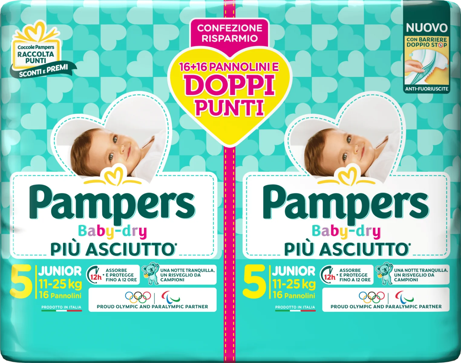 Pampers Baby Dry Pannolino Duo Downcount Junior 32 Pezzi Taglia 5 (11-25 kg)