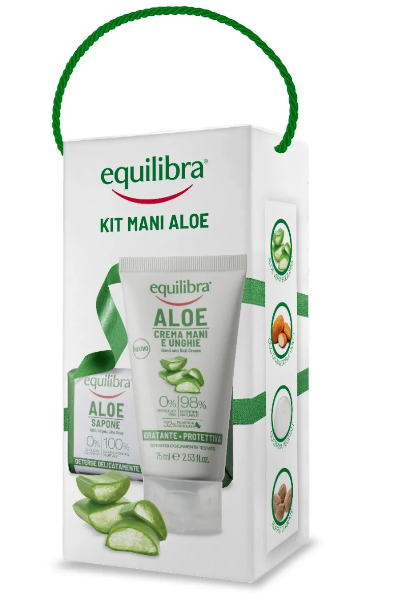 Equilibra Kit Mani Aloe Sapone 100% Vegetale 100 g + Crema Mani Unghie 75 ml