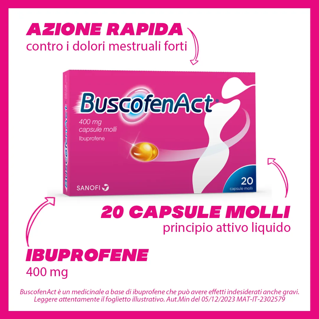 BuscofenAct 400 mg Ibuprofene 20 Capsule Molli Analgesico